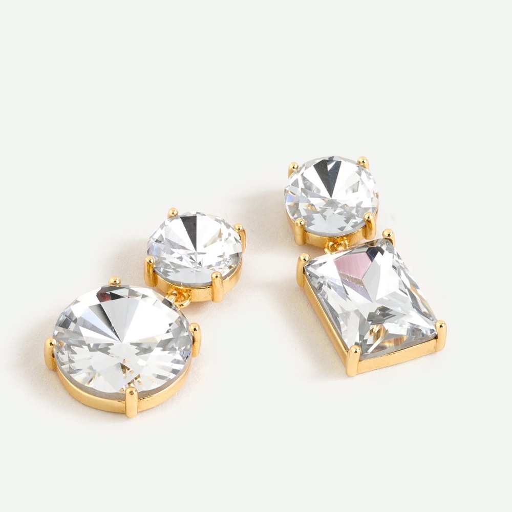 J.Crew Mismatched Crystal Drop Earrings - Brand New!